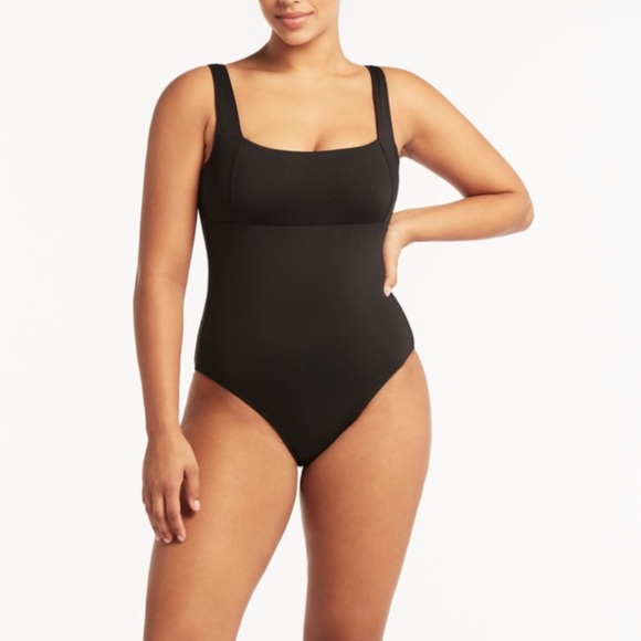 SEA LEVEL SWIM AUSTRALIA eco essentials square neck underwire one piece swimsuit - Picture 3 of 12